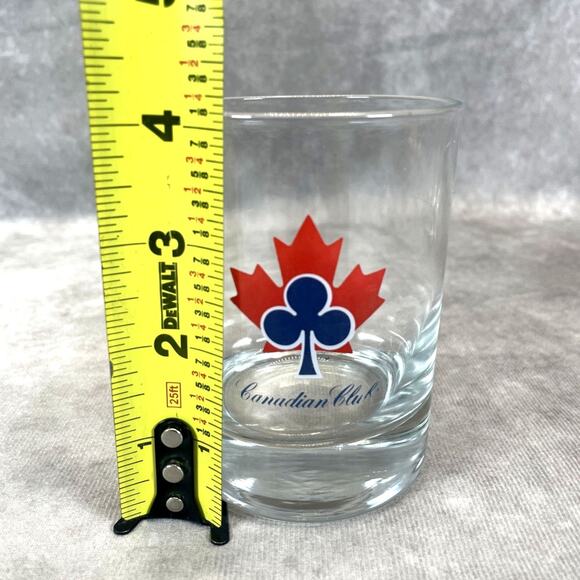 Set of 3 Vintage Canadian Club Whiskey Rocks Glasses Red Maple Leaf Blue Club - Picture 5 of 5